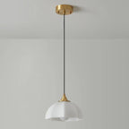 Lampe suspendue LED en verre blanc crème à motif floral pour chevet