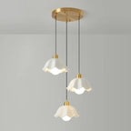 Lampe suspendue LED en verre blanc crème à motif floral pour chevet