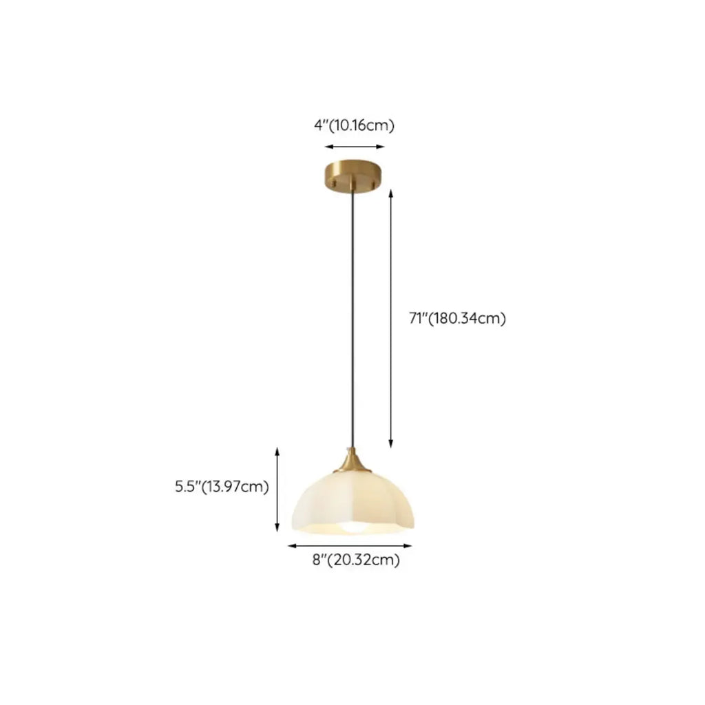 Lampe suspendue LED en verre blanc crème à motif floral pour chevet