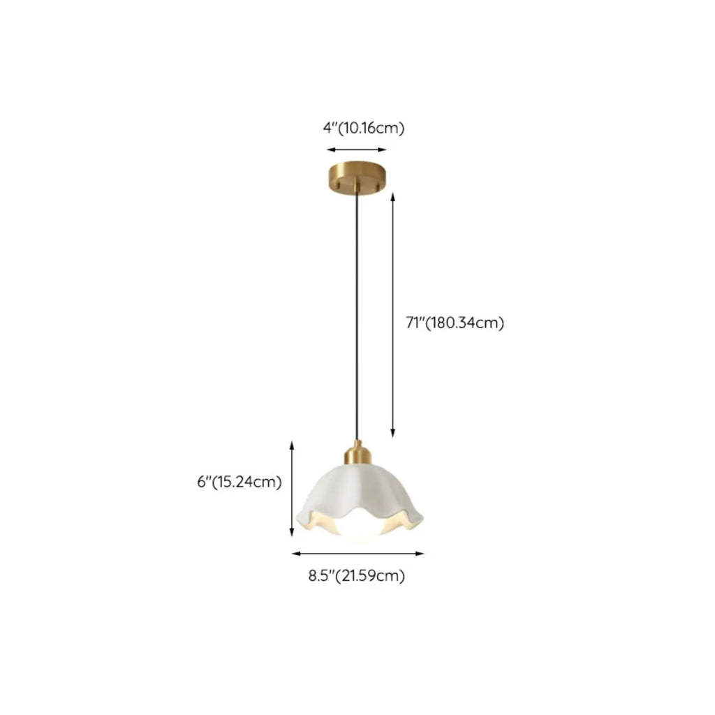 Lampe suspendue LED en verre blanc crème à motif floral pour chevet