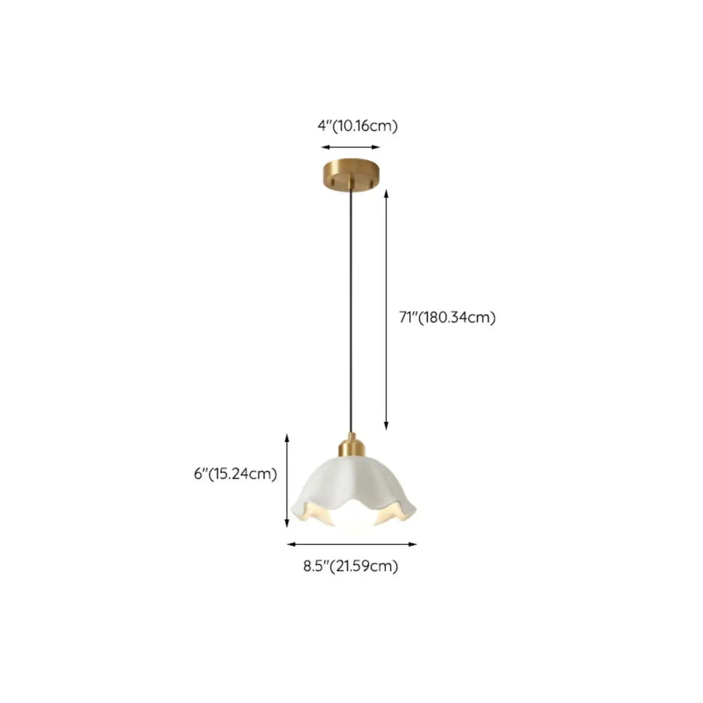 Lampe suspendue LED en verre blanc crème à motif floral pour chevet