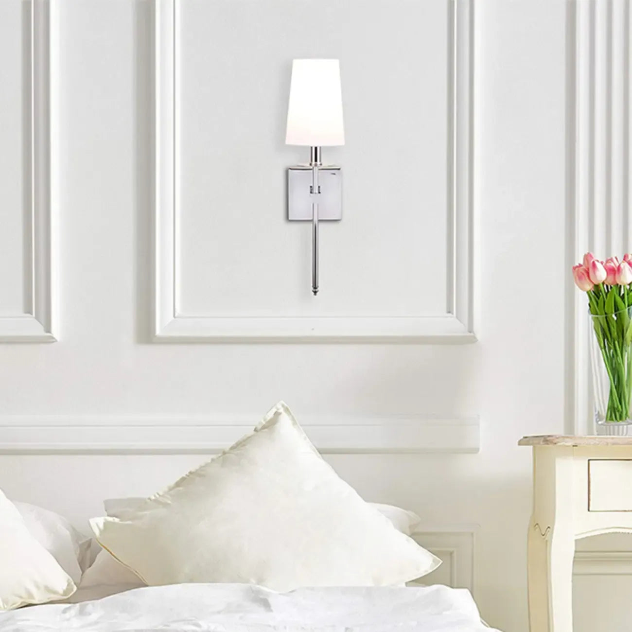 Applique murale cylindrique moderne pour salle de bain avec abat-jour