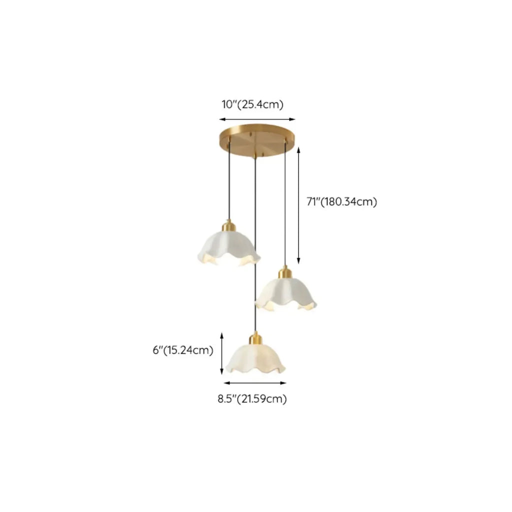 Lampe suspendue LED en verre blanc crème à motif floral pour chevet