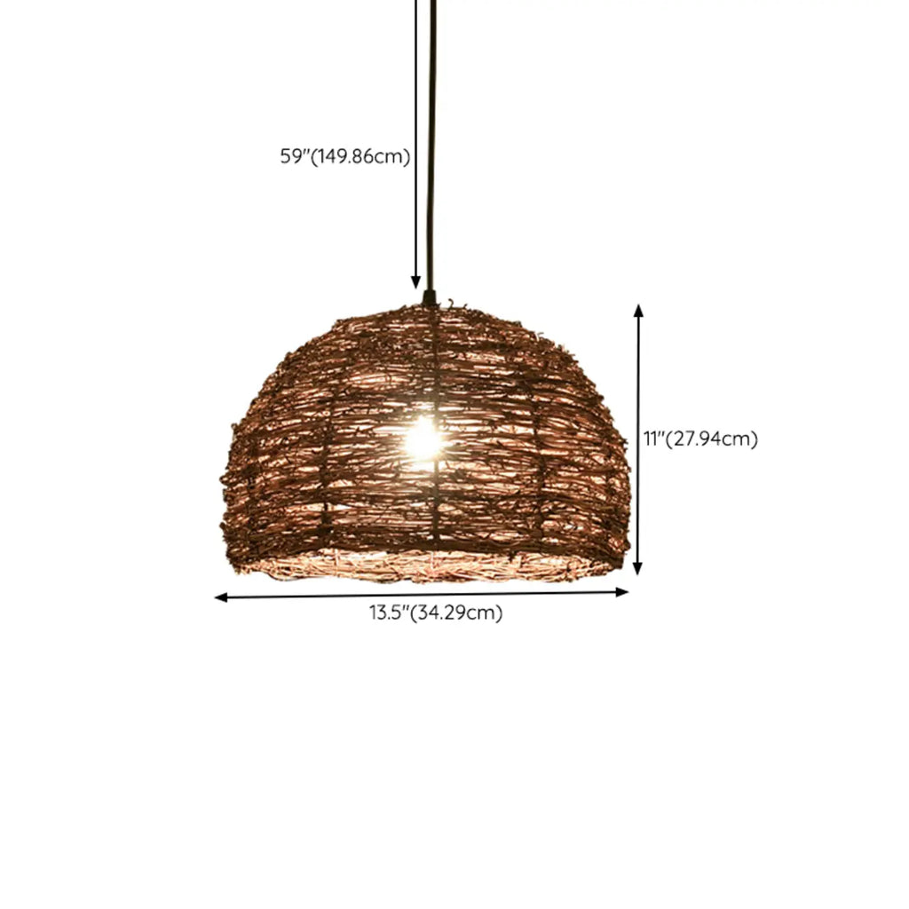 Suspension en bois naturel tressé pour espaces intérieurs