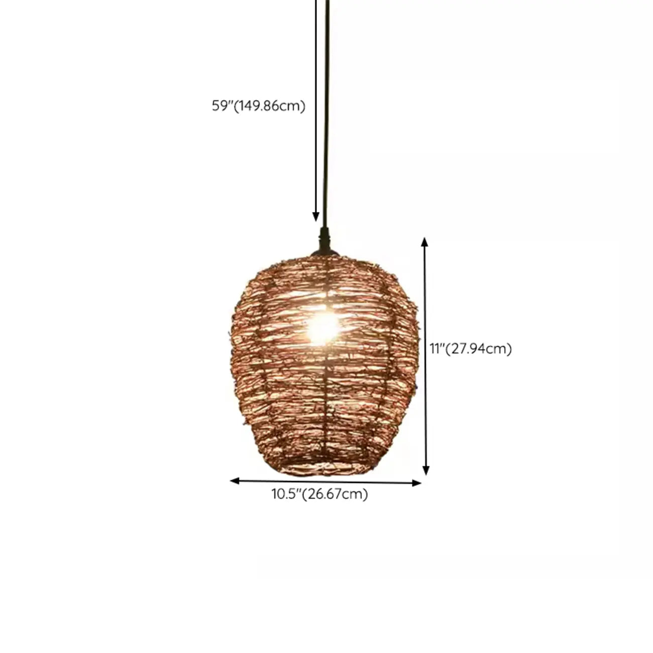 Suspension en bois naturel tressé pour espaces intérieurs