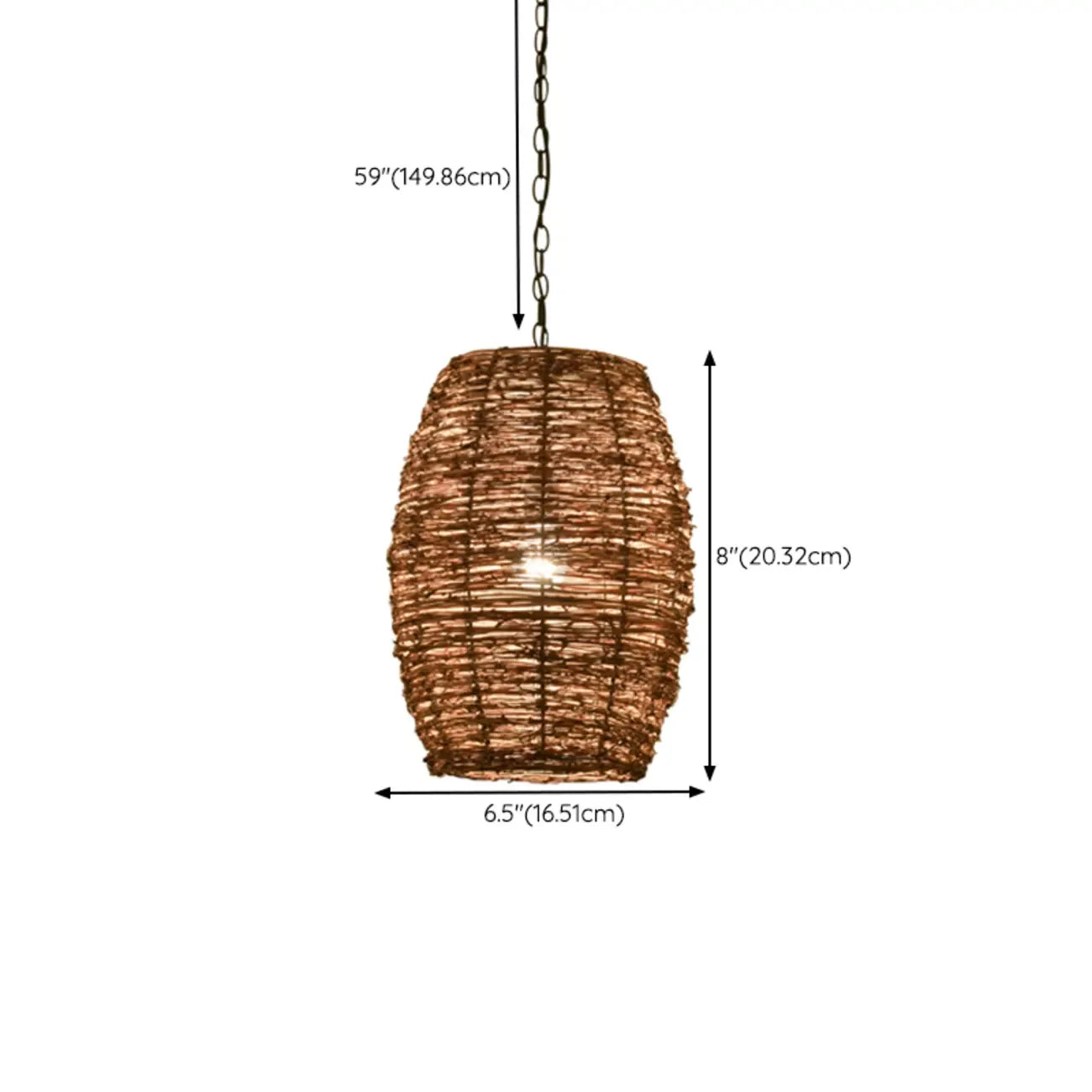 Suspension en bois naturel tressé pour espaces intérieurs