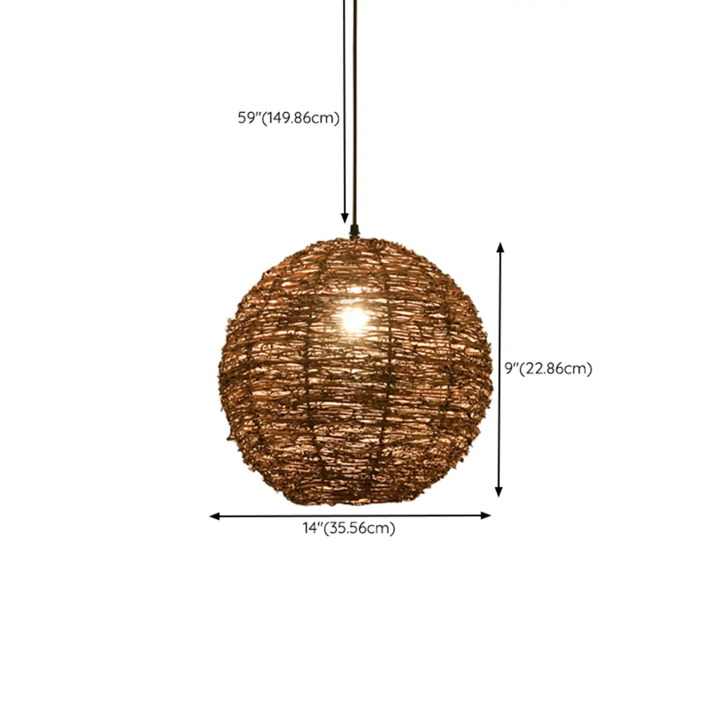 Suspension en bois naturel tressé pour espaces intérieurs
