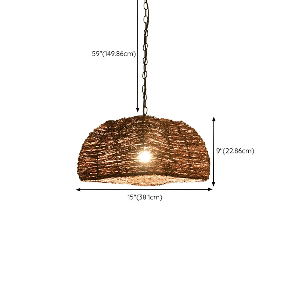 Suspension en bois naturel tressé pour espaces intérieurs