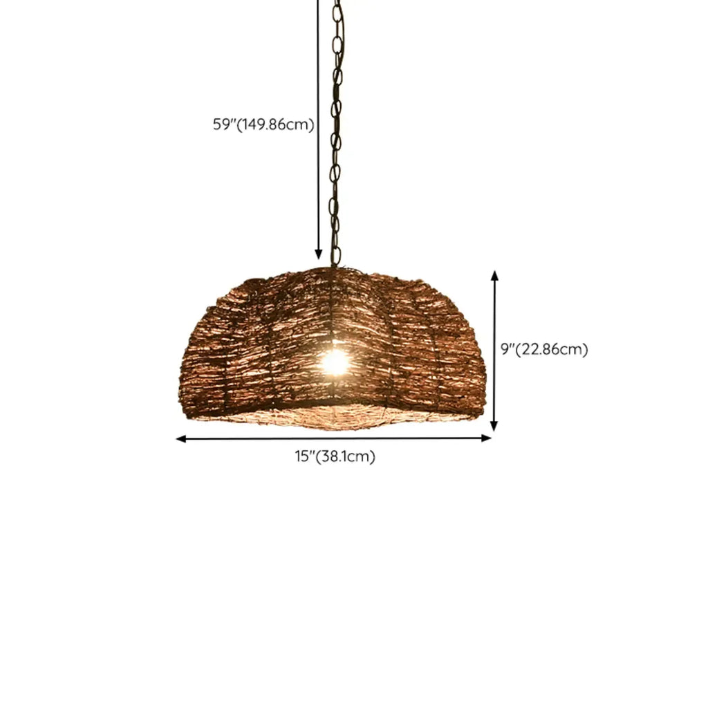 Suspension en bois naturel tressé pour espaces intérieurs