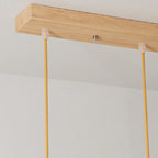 Suspension rustique moderne en bois à 3 lampes coniques pour îlot central.