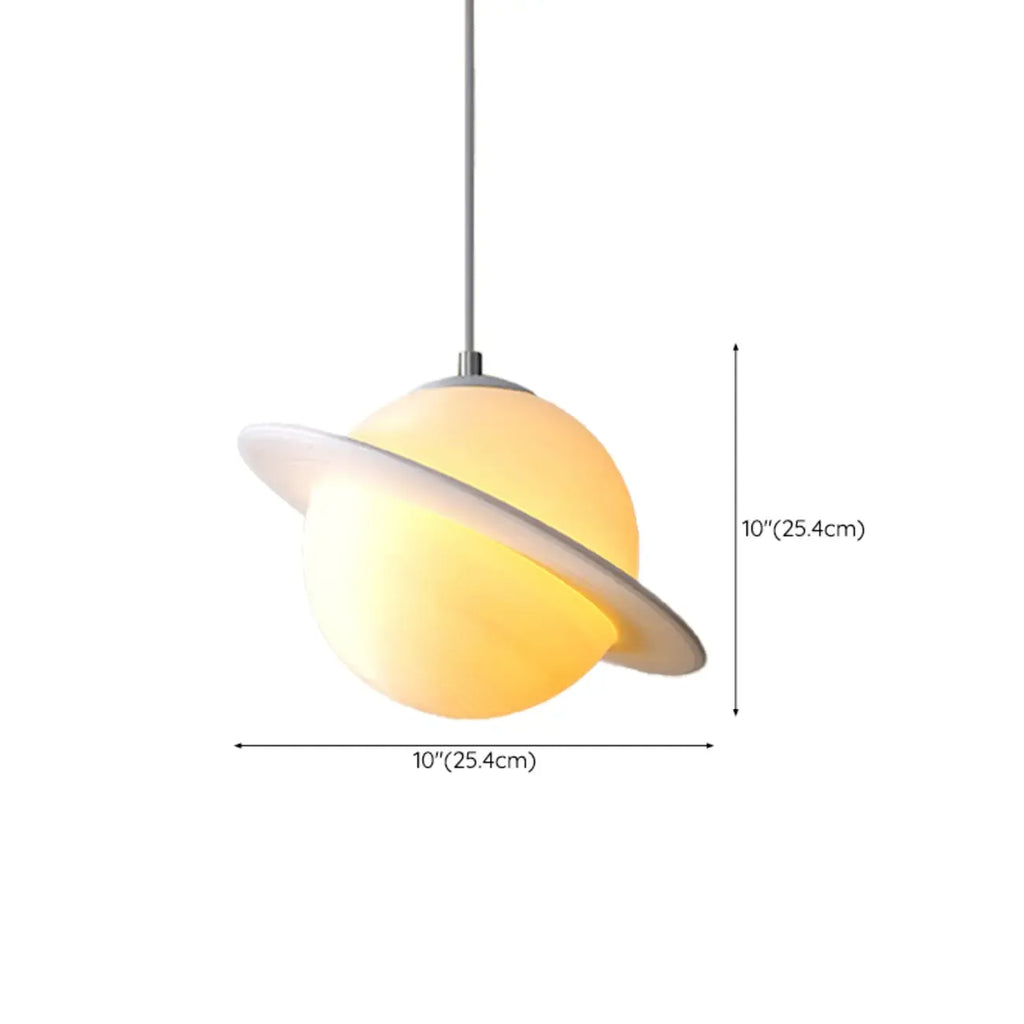Suspension lumineuse en résine blanche en forme de planète pour chambre d'enfant
