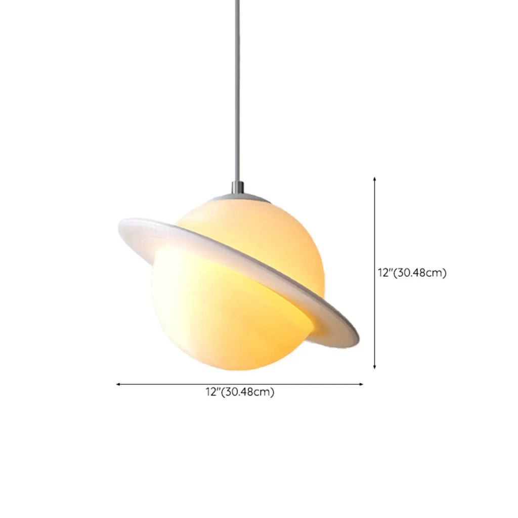 Suspension lumineuse en résine blanche en forme de planète pour chambre d'enfant