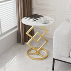 Table d'appoint ronde élégante en marbre avec base en métal pour chambre