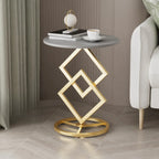 Table d'appoint ronde élégante en marbre avec base en métal pour chambre