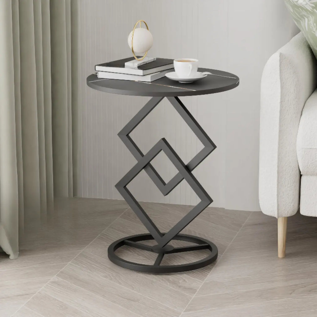 Table d'appoint ronde élégante en marbre avec base en métal pour chambre