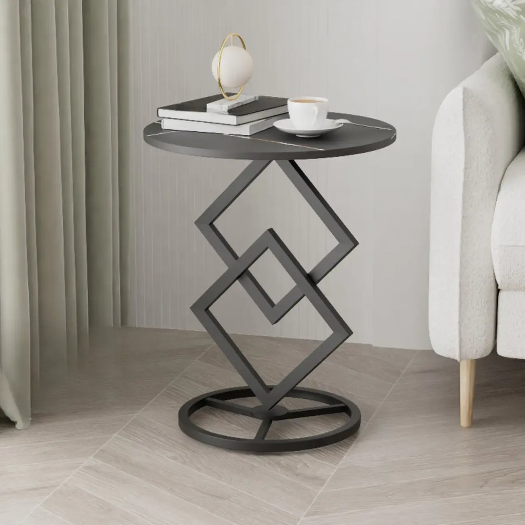 Table d'appoint ronde élégante en marbre avec base en métal pour chambre