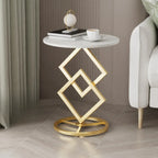 Table d'appoint ronde élégante en marbre avec base en métal pour chambre