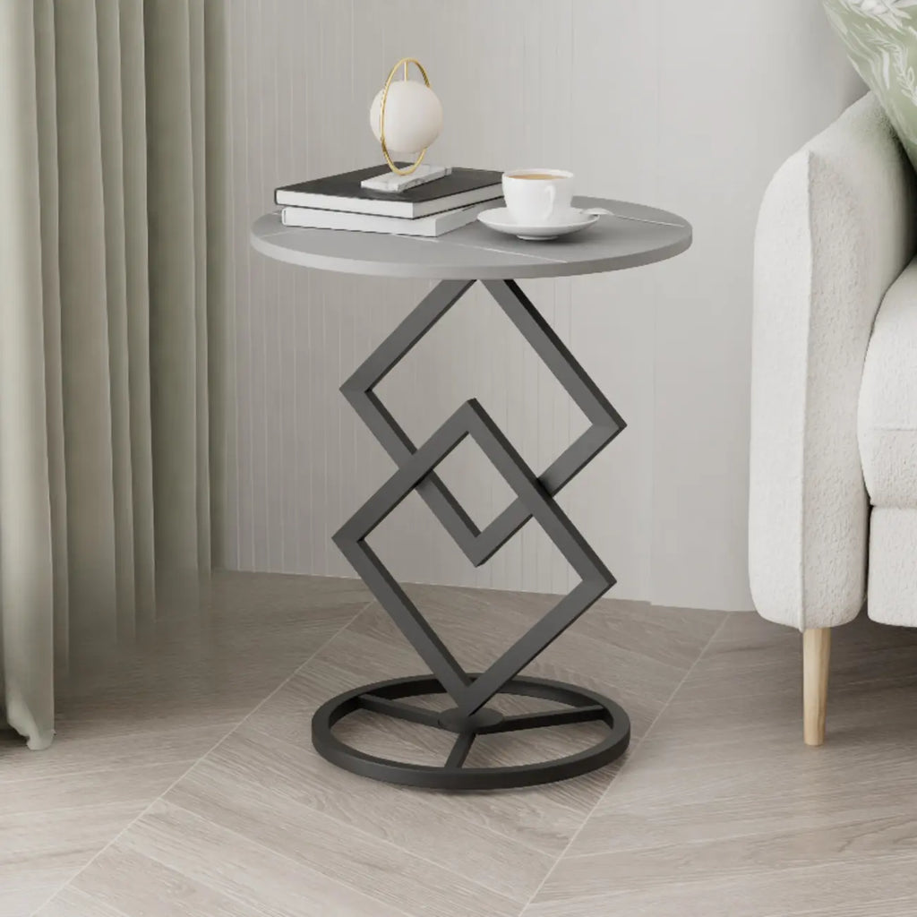 Table d'appoint ronde élégante en marbre avec base en métal pour chambre
