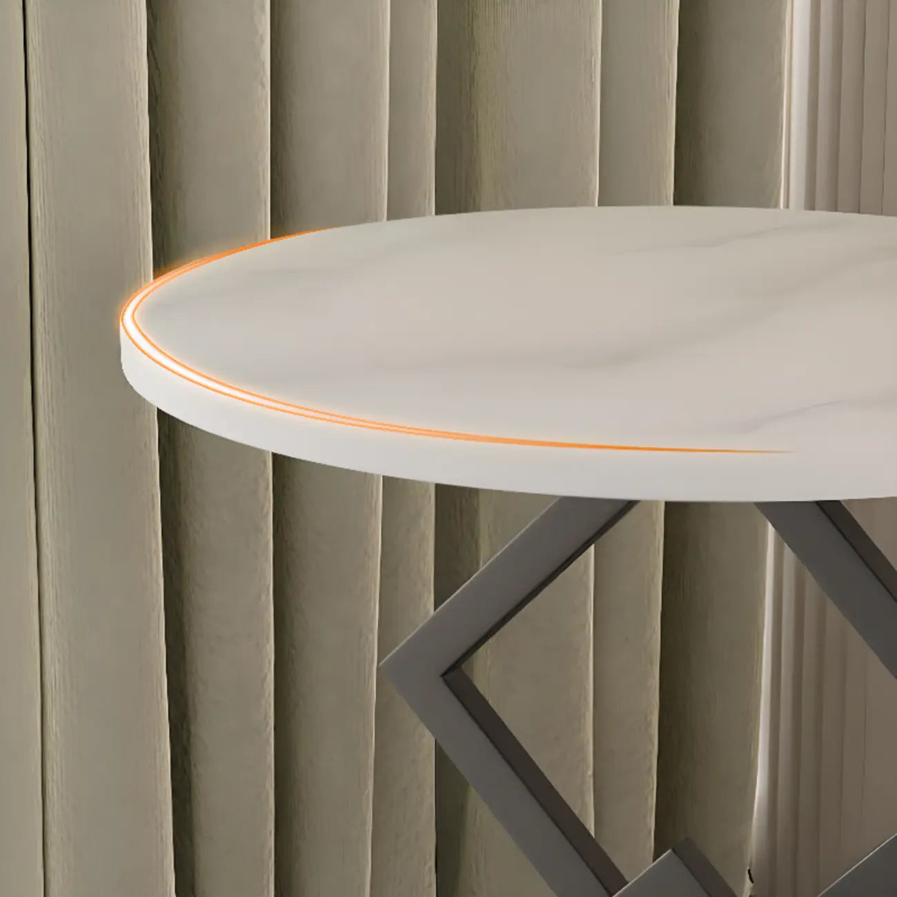 Table d'appoint ronde élégante en marbre avec base en métal pour chambre