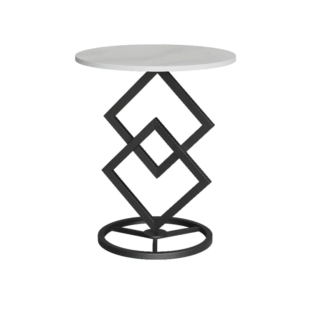 Table d'appoint ronde élégante en marbre avec base en métal pour chambre
