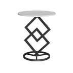 Table d'appoint ronde élégante en marbre avec base en métal pour chambre