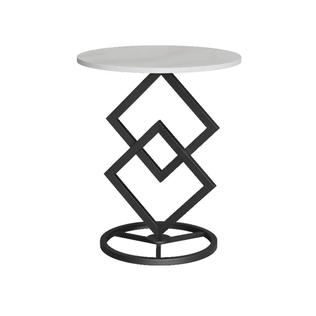 Table d'appoint ronde élégante en marbre avec base en métal pour chambre