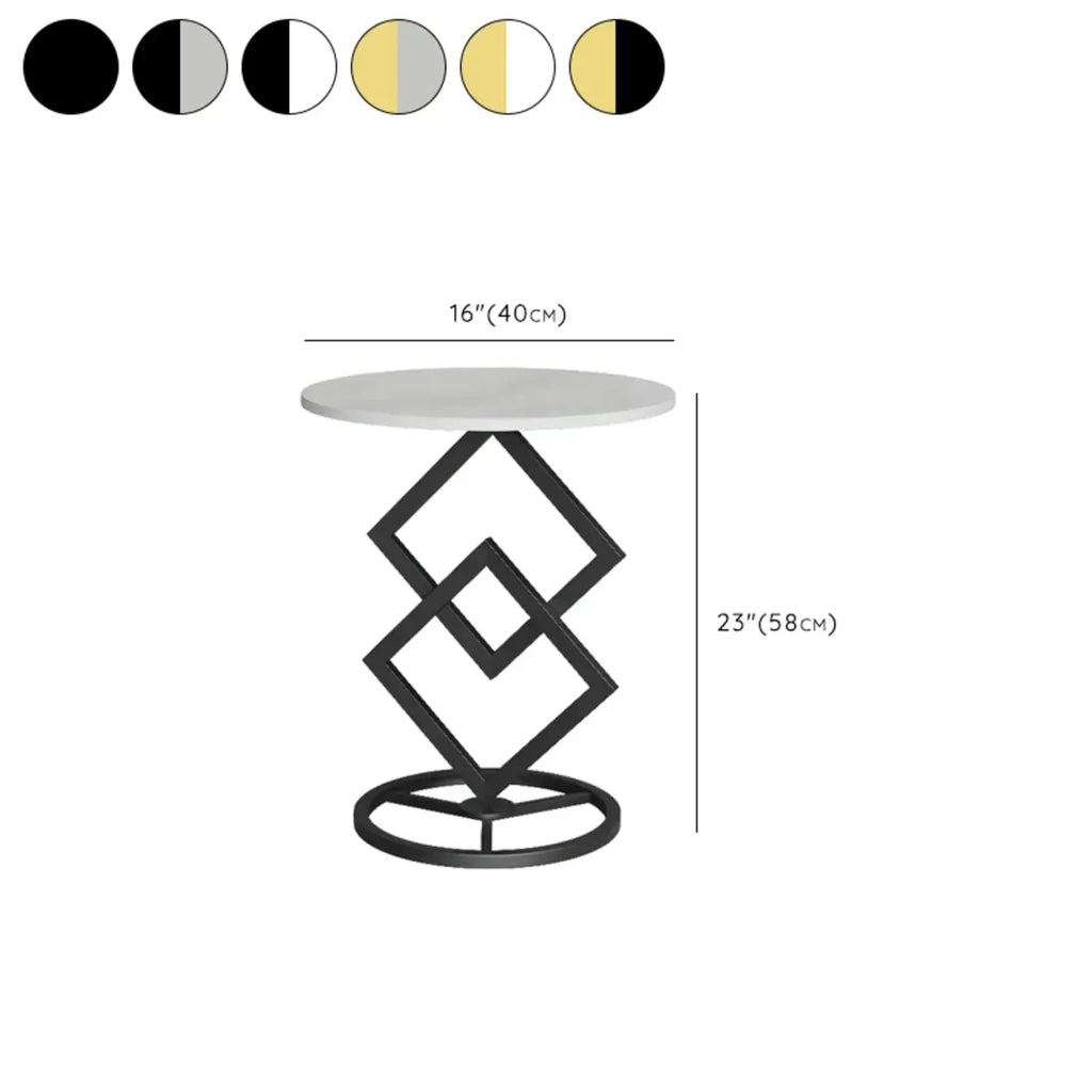 Table d'appoint ronde élégante en marbre avec base en métal pour chambre