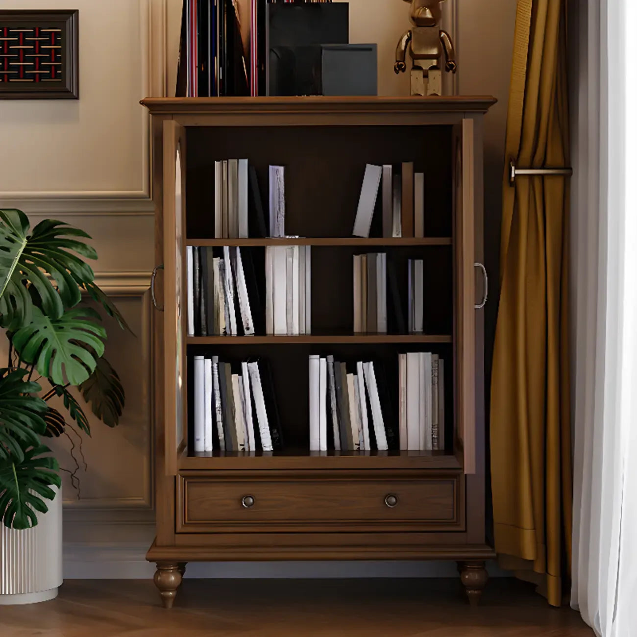 Meuble d'appoint standard vintage en frêne avec 1 tiroir