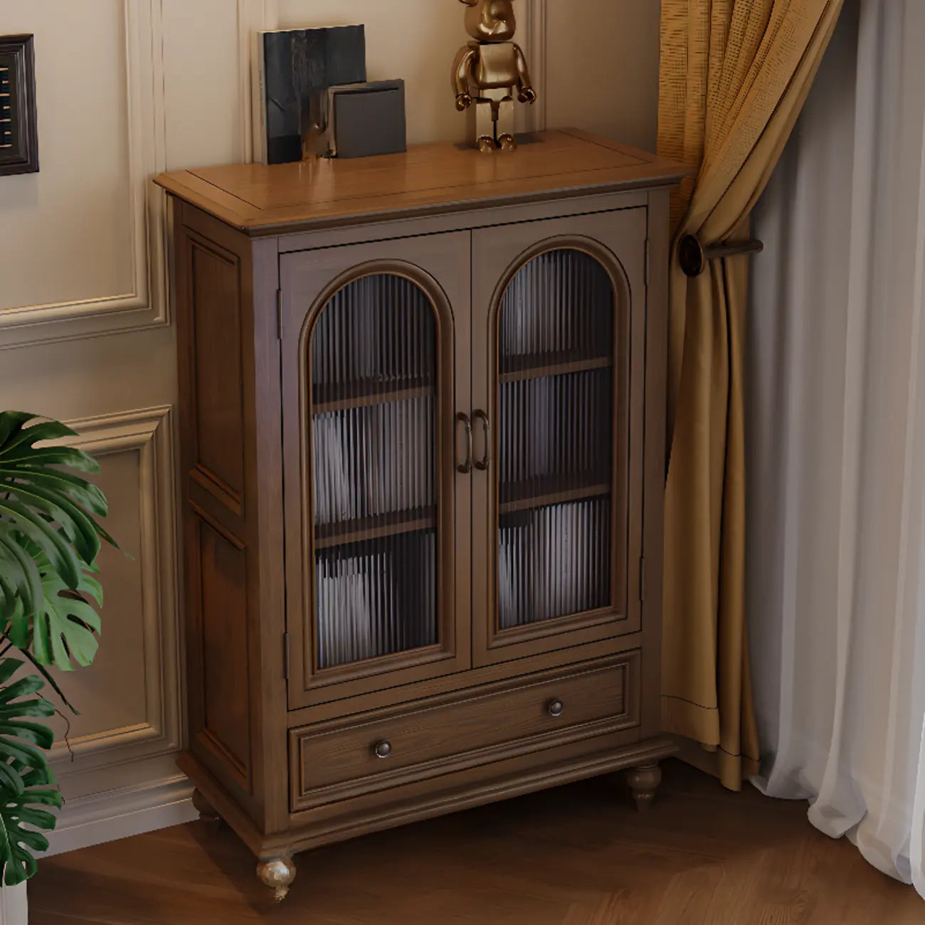 Meuble d'appoint standard vintage en frêne avec 1 tiroir
