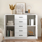 Armoire de rangement rectangulaire moderne à 5 tiroirs pour la maison