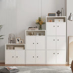 Armoire de rangement moderne en bois blanc avec étagères extérieures