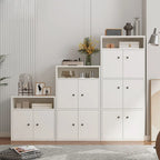 Armoire de rangement moderne en bois blanc avec étagères extérieures