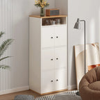 Armoire de rangement moderne en bois blanc avec étagères extérieures