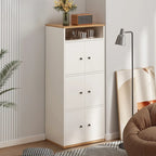 Armoire de rangement moderne en bois blanc avec étagères extérieures