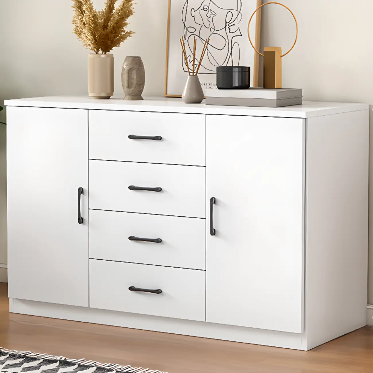 Armoire de rangement rectangulaire moderne à 5 tiroirs pour la maison
