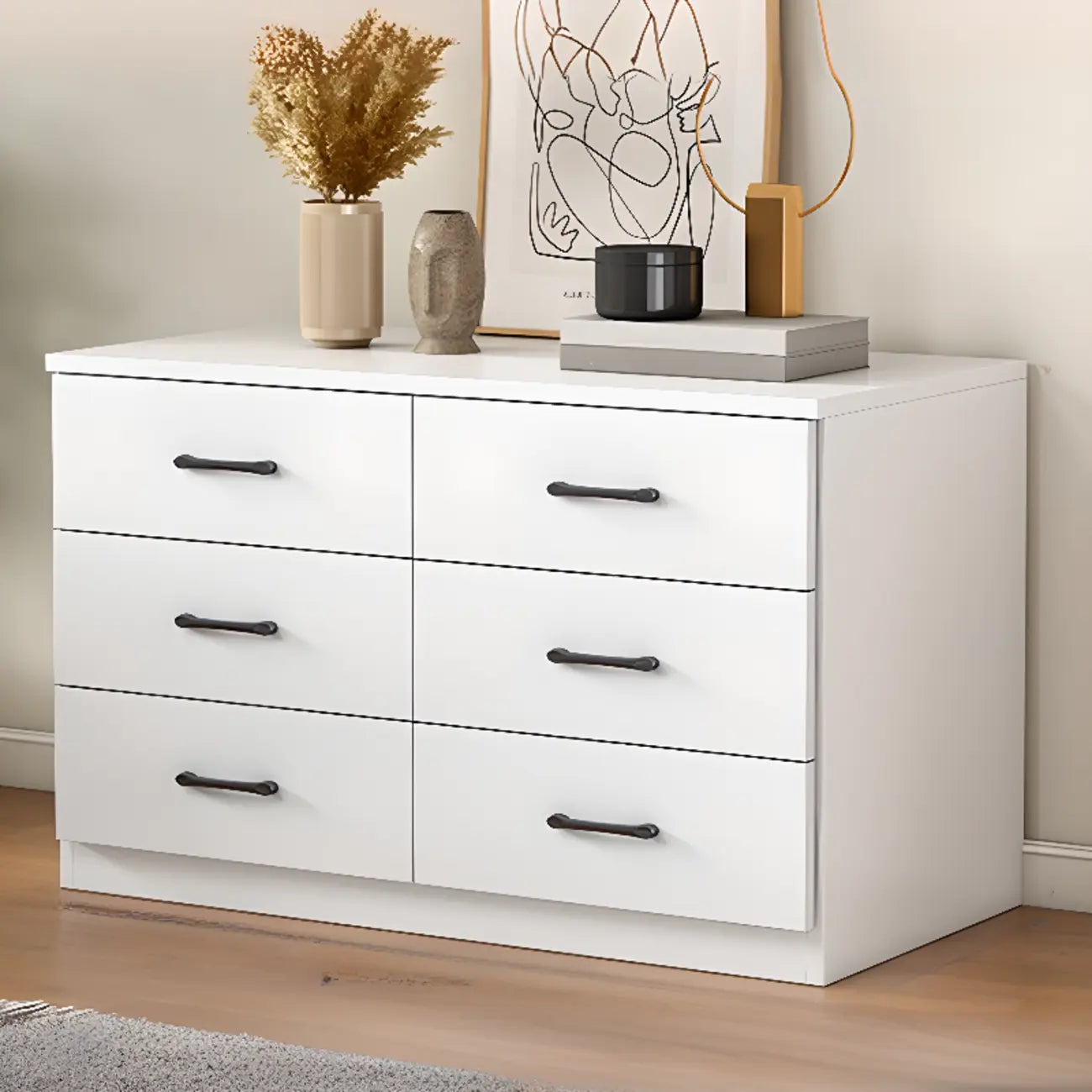 Armoire de rangement rectangulaire moderne à 5 tiroirs pour la maison