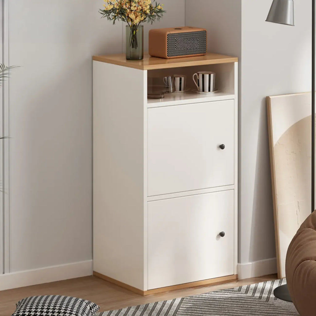 Armoire de rangement moderne en bois blanc avec étagères extérieures
