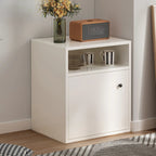 Armoire de rangement moderne en bois blanc avec étagères extérieures