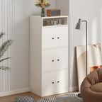 Armoire de rangement moderne en bois blanc avec étagères extérieures
