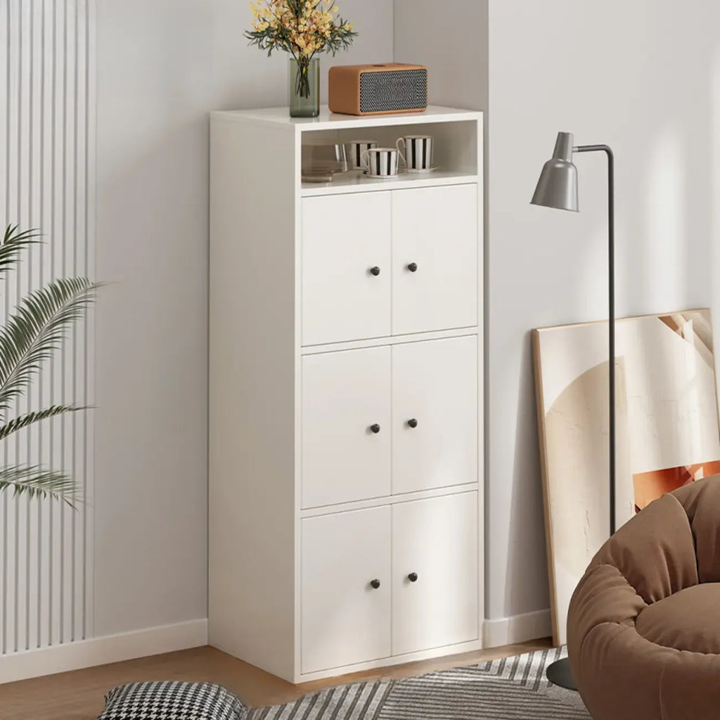 Armoire de rangement moderne en bois blanc avec étagères extérieures