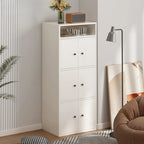Armoire de rangement moderne en bois blanc avec étagères extérieures