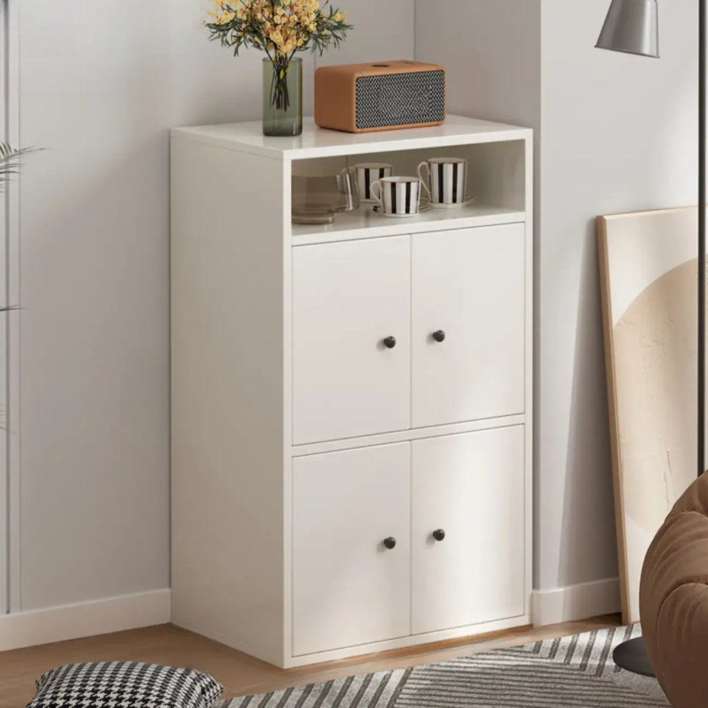 Armoire de rangement moderne en bois blanc avec étagères extérieures