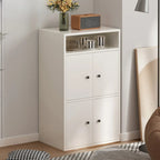Armoire de rangement moderne en bois blanc avec étagères extérieures