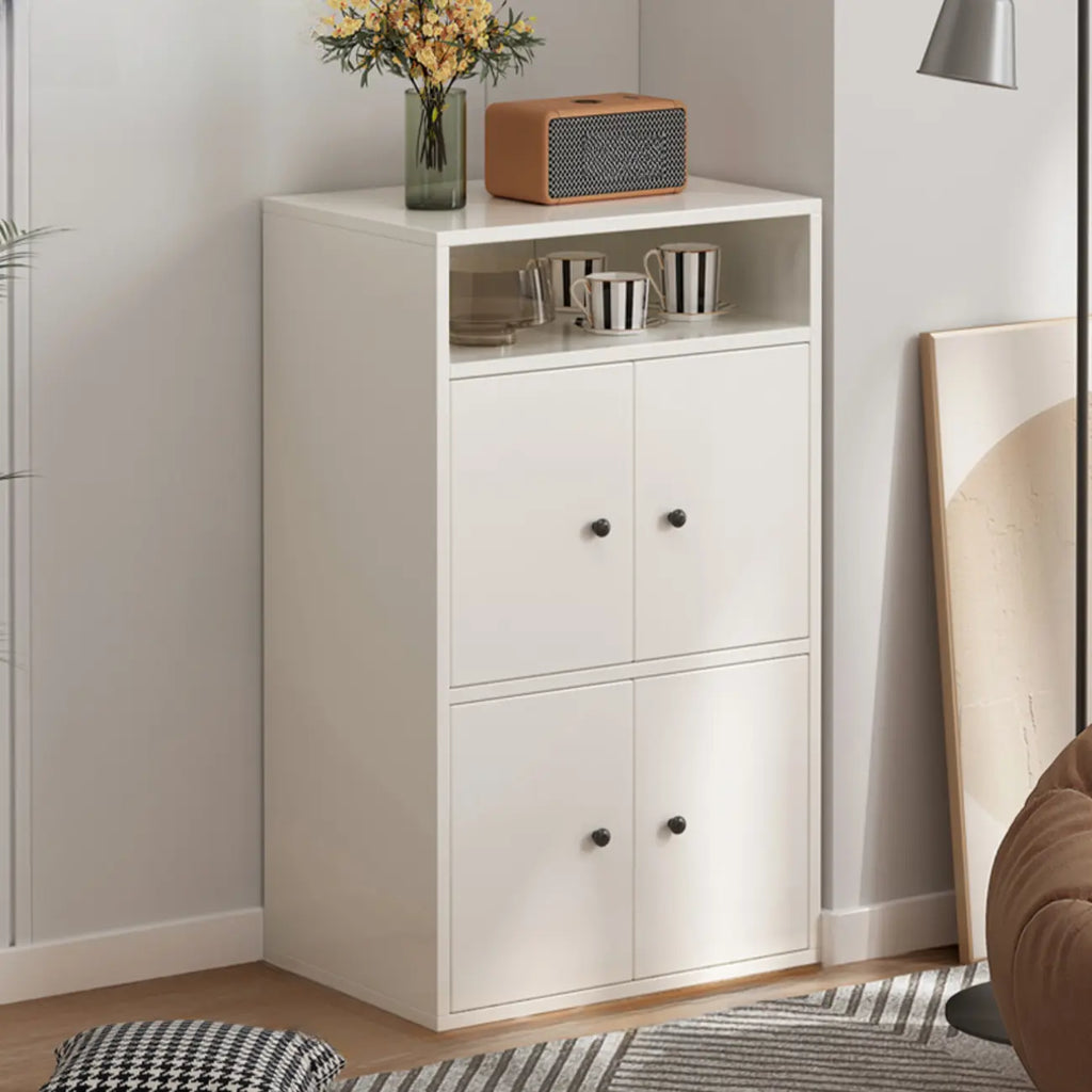 Armoire de rangement moderne en bois blanc avec étagères extérieures