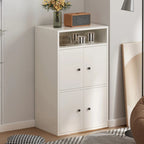 Armoire de rangement moderne en bois blanc avec étagères extérieures