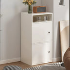 Armoire de rangement moderne en bois blanc avec étagères extérieures