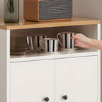 Armoire de rangement moderne en bois blanc avec étagères extérieures