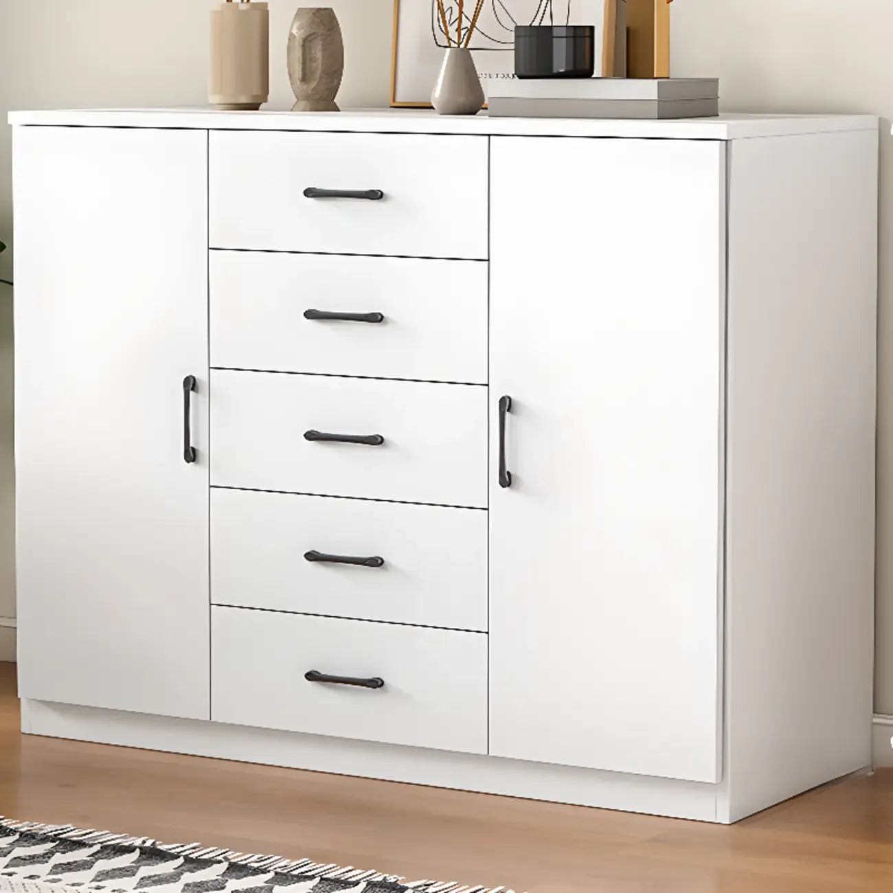 Armoire de rangement rectangulaire moderne à 5 tiroirs pour la maison