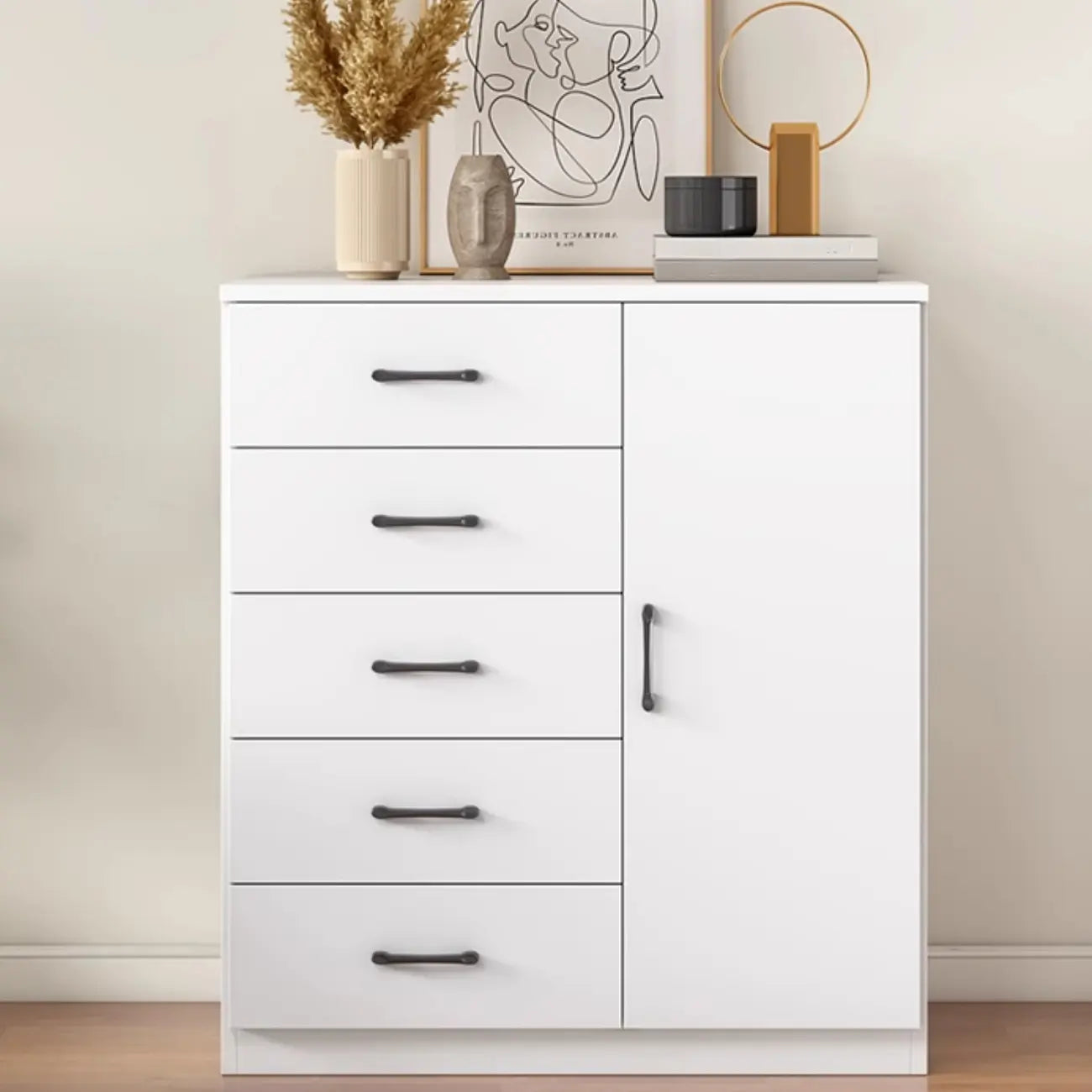 Armoire de rangement rectangulaire moderne à 5 tiroirs pour la maison