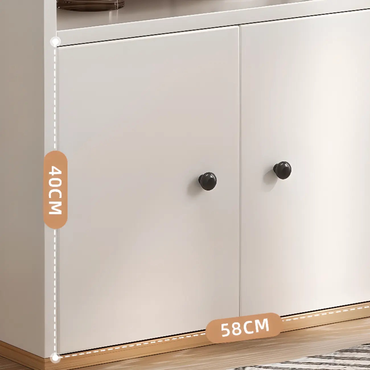 Armoire de rangement moderne en bois blanc avec étagères extérieures